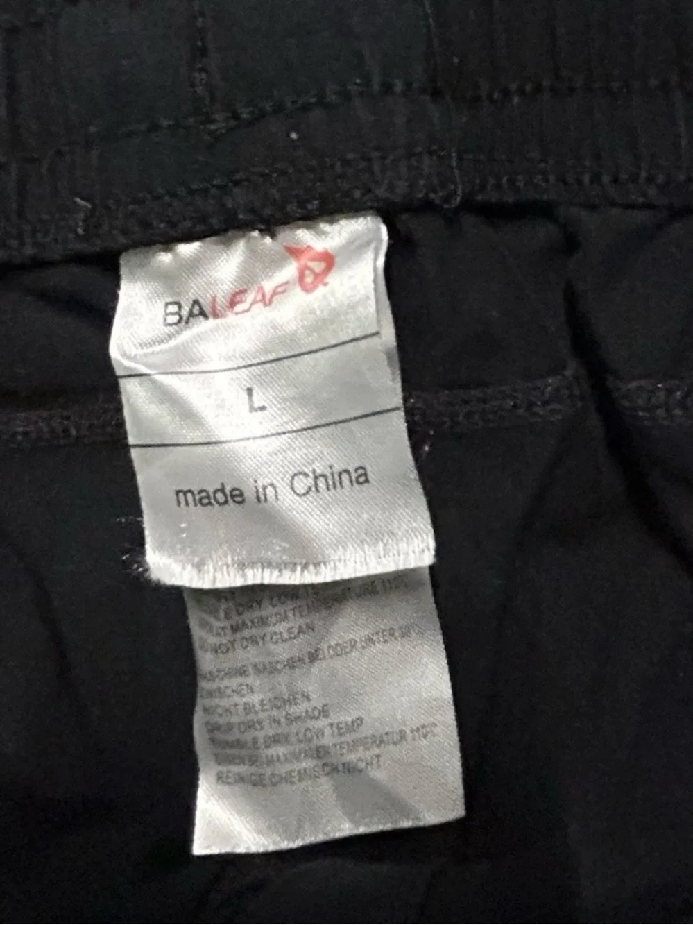 Men’s Baleaf Black Sweatpants Size Large Elastic Tie Waist - Picture 4 of 4